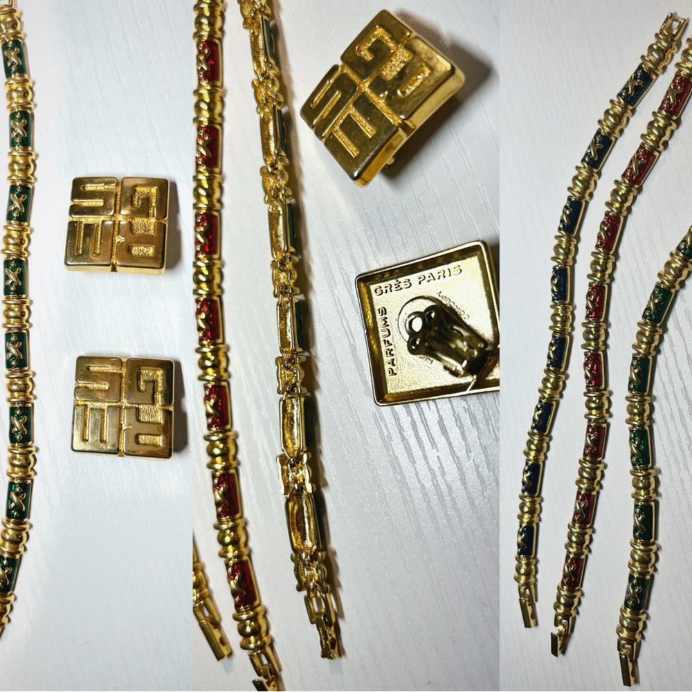 Vintage Grès Paris gold clip on earrings
